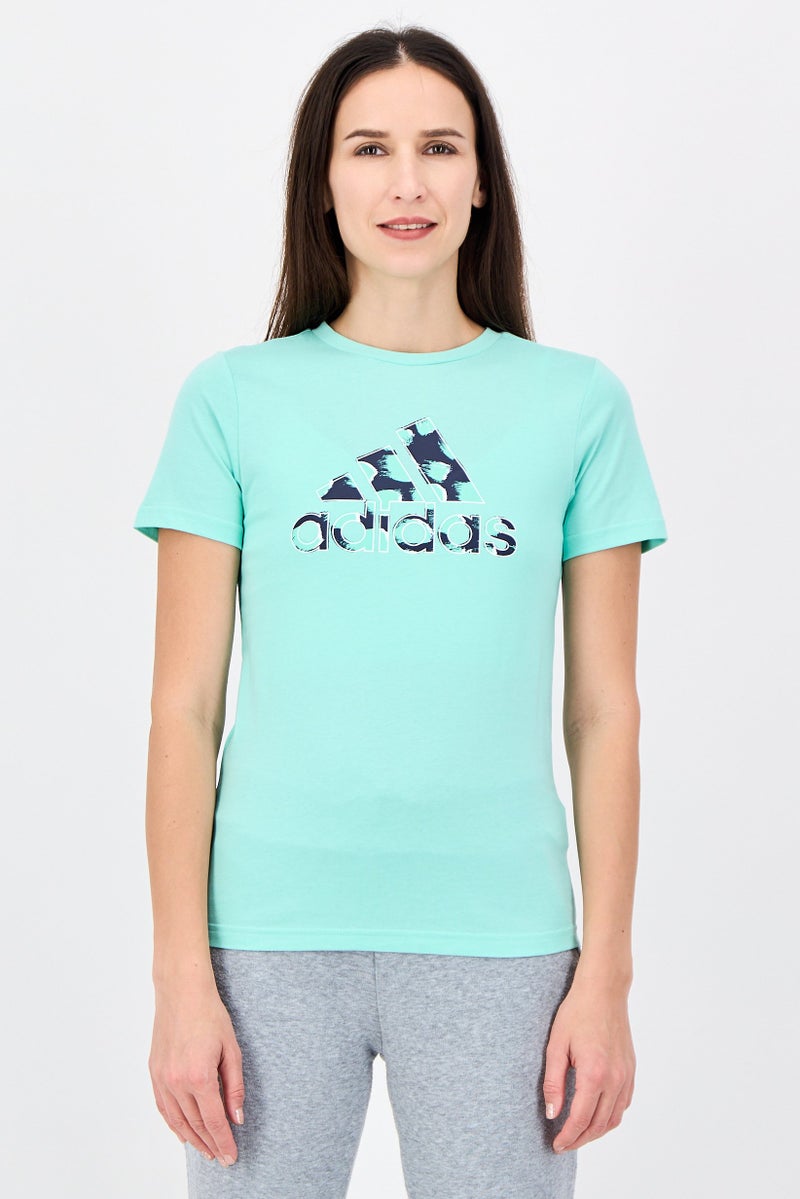 Adidas Women Sportswear Fit Short Sleeve Outdoor T-Shirt, Mint - Image 1